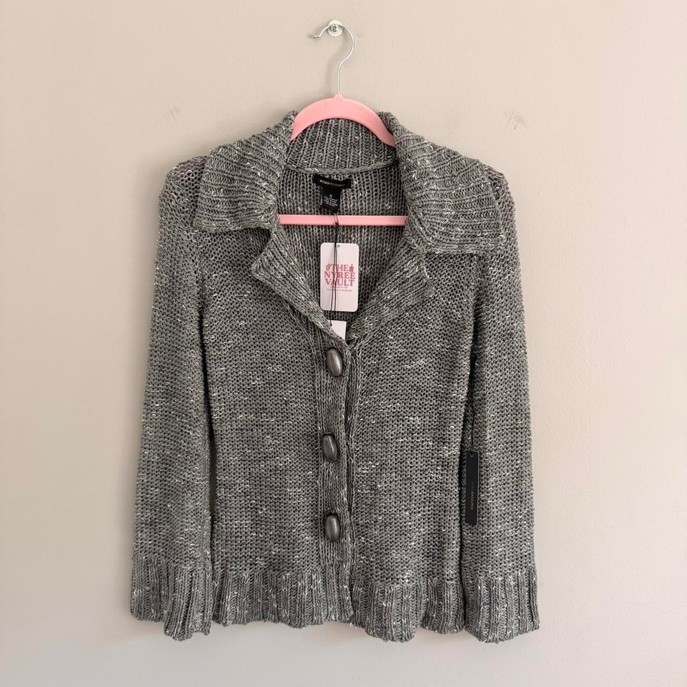 NWT Y2K GREY BCBGMAXAZRIA CARDIGAN SWEATER
